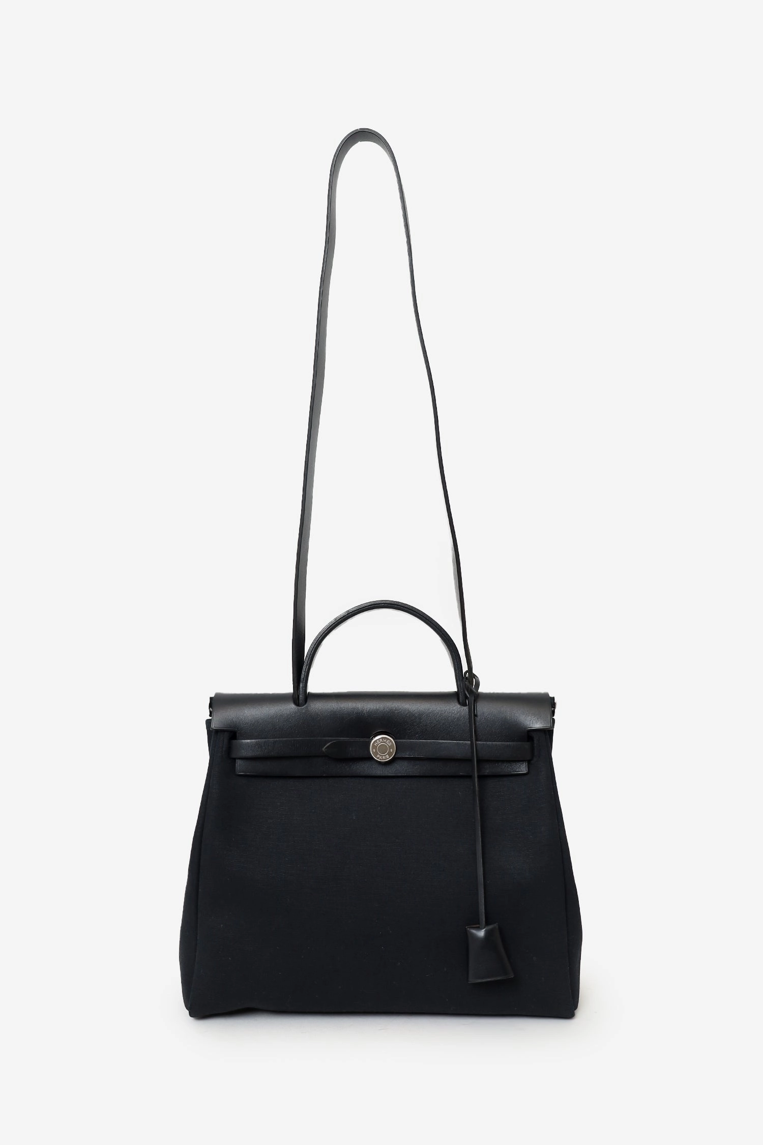 Hermes 2000 Black/Beige Leather/Canvas Herbag 31 with Secondary Bag (As Is)