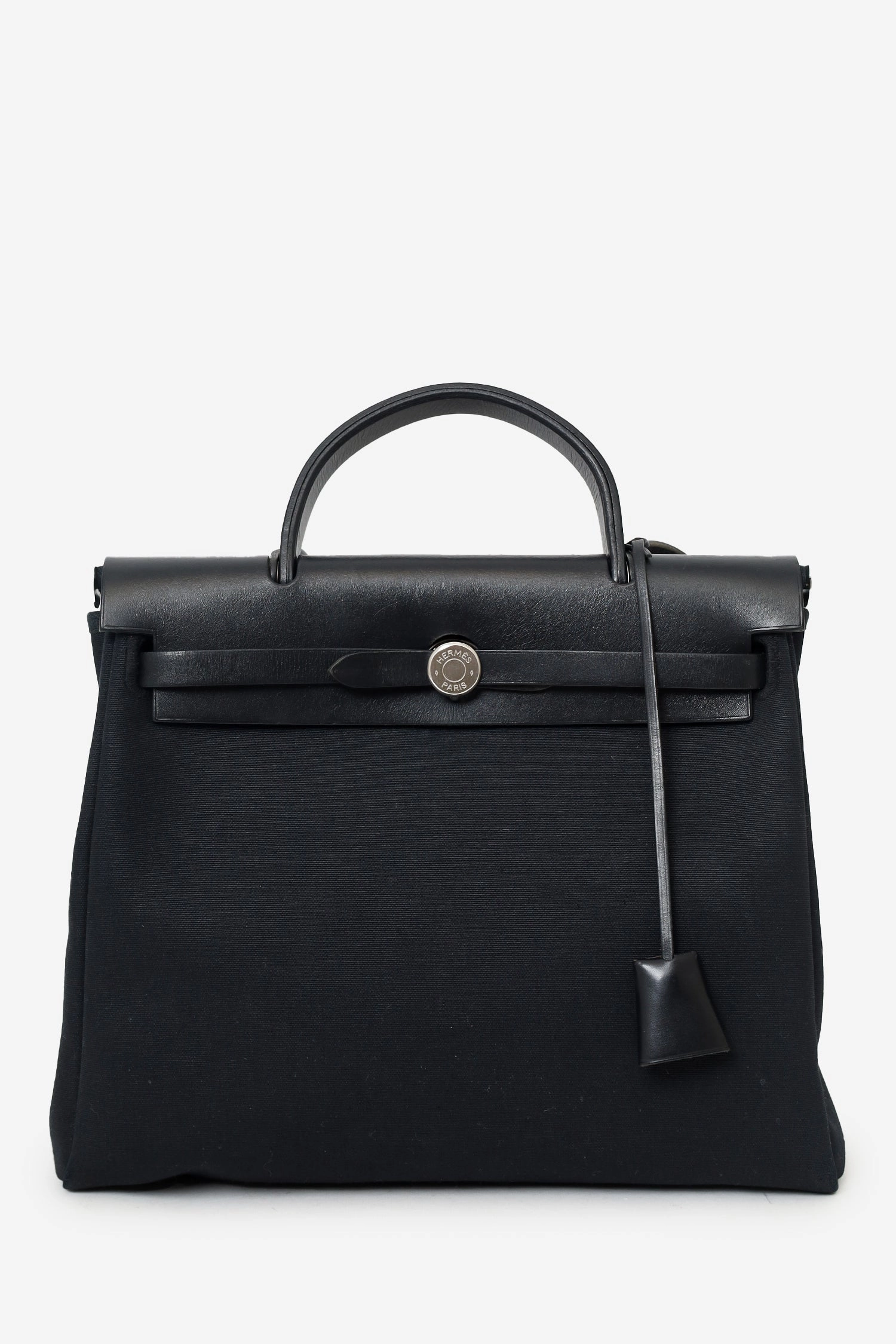 Hermes 2000 Black/Beige Leather/Canvas Herbag 31 with Secondary Bag (As Is)