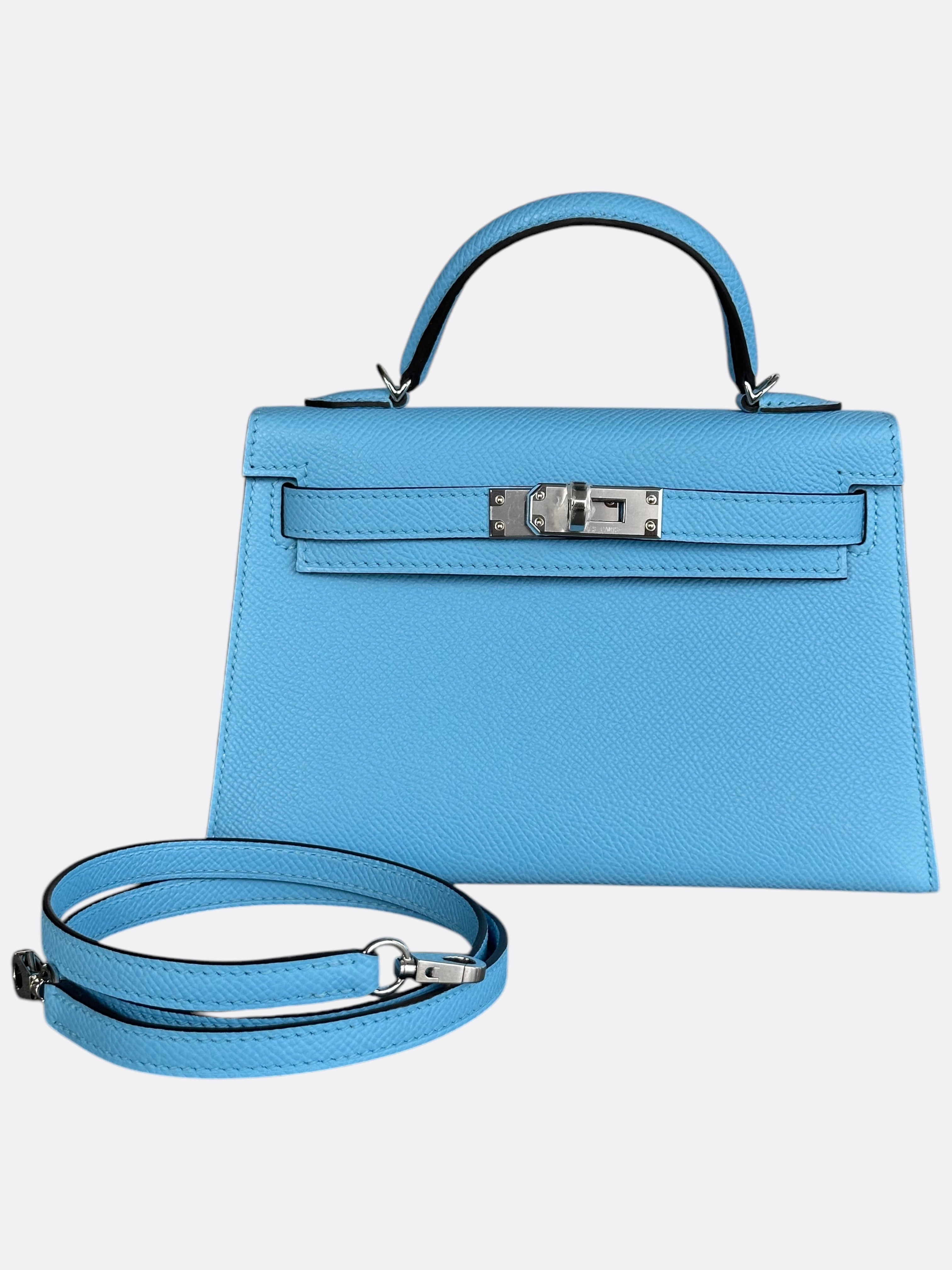 Hermes Blue Celeste Epsom Mini Kelly