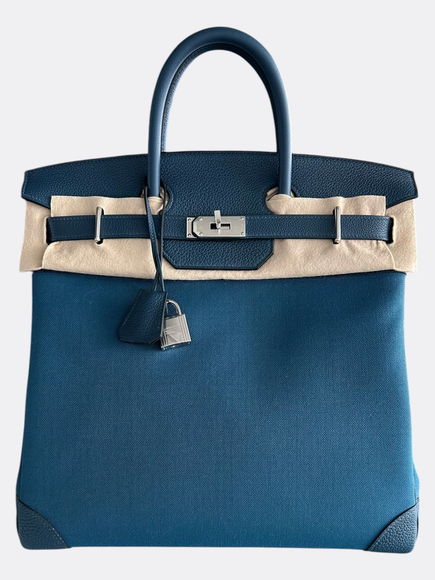 Hermes Blue Thalassa Blue Canvas & Togo Hac Birkin 40