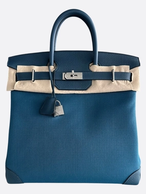 Hermes Blue Thalassa Blue Canvas & Togo Hac Birkin 40
