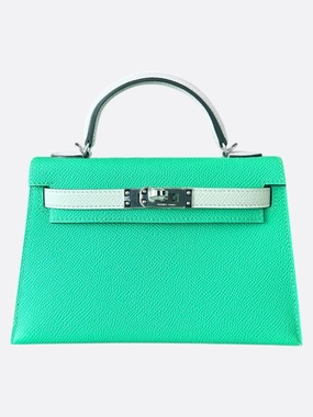 Hermes Green & White Epsom Mini Kelly 20