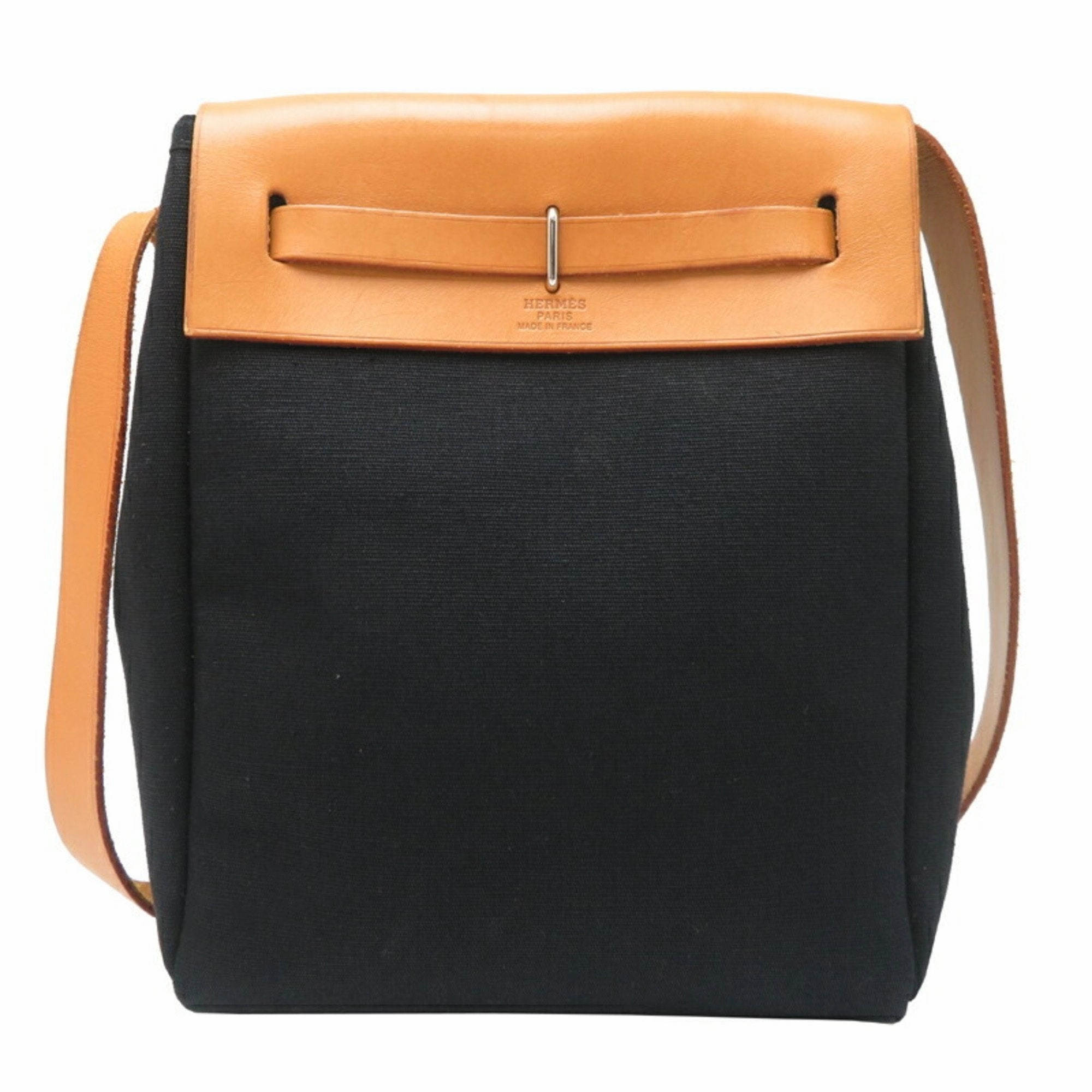 Hermes Her Bag  Toile Officier Leather Shoulder Bag (Pre-Owned)