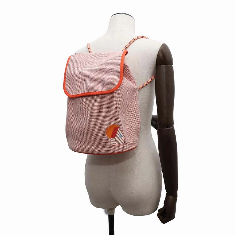 HERMES LES CABANES Backpack Orange / Framboise Cotton