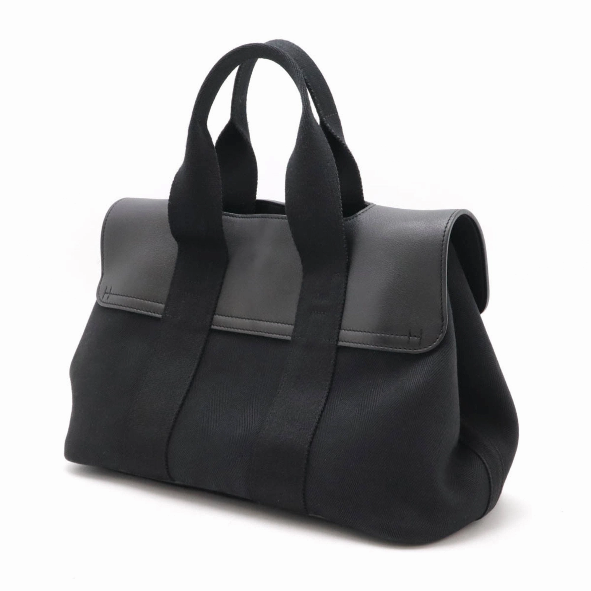 Hermes Toile Chevron Leather Handbag Tote Bag (Pre-Owned)