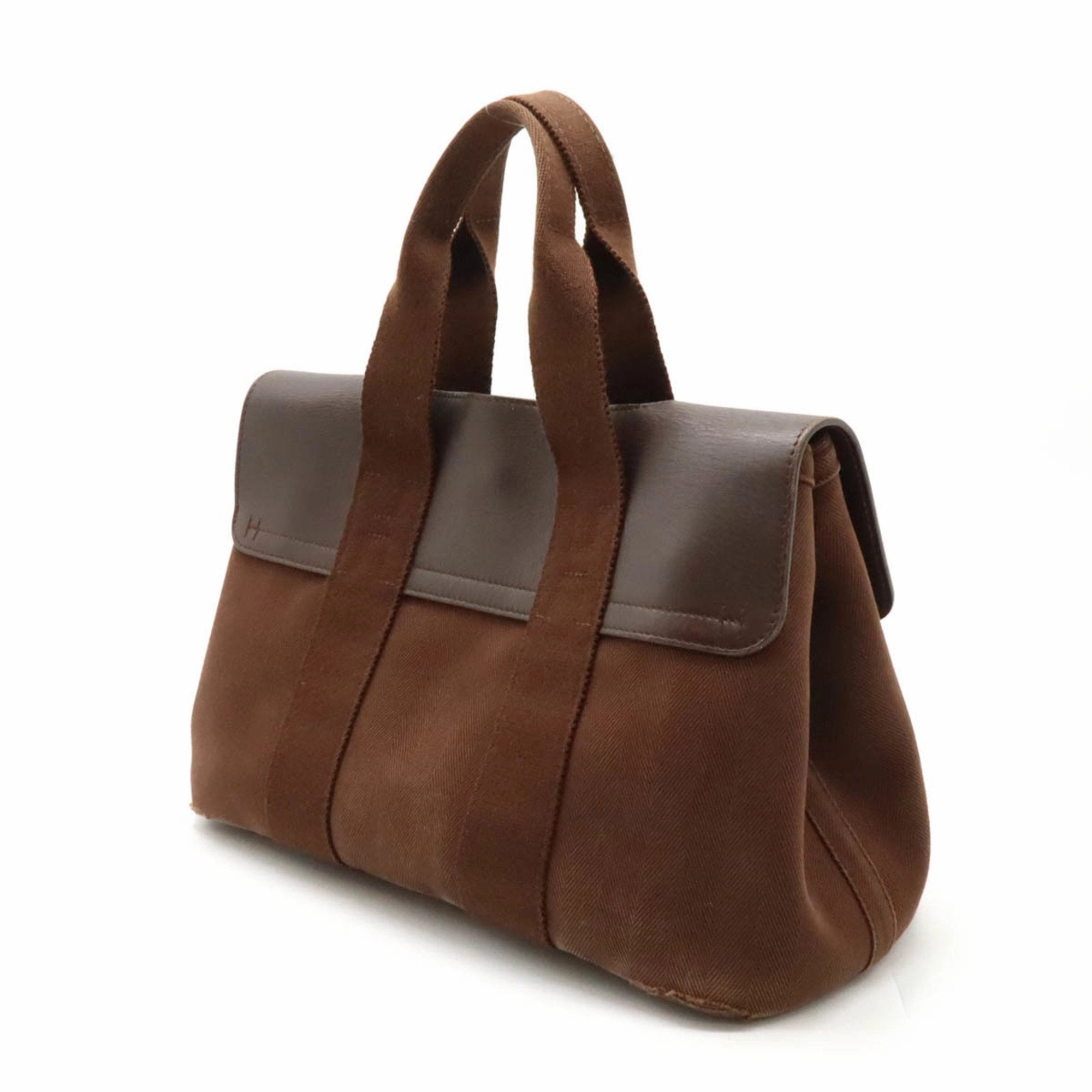 Hermes Toile Chevron Leather Handbag Tote Bag (Pre-Owned)