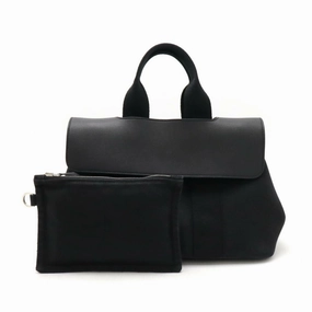 Hermes Toile Chevron Leather Handbag Tote Bag (Pre-Owned)