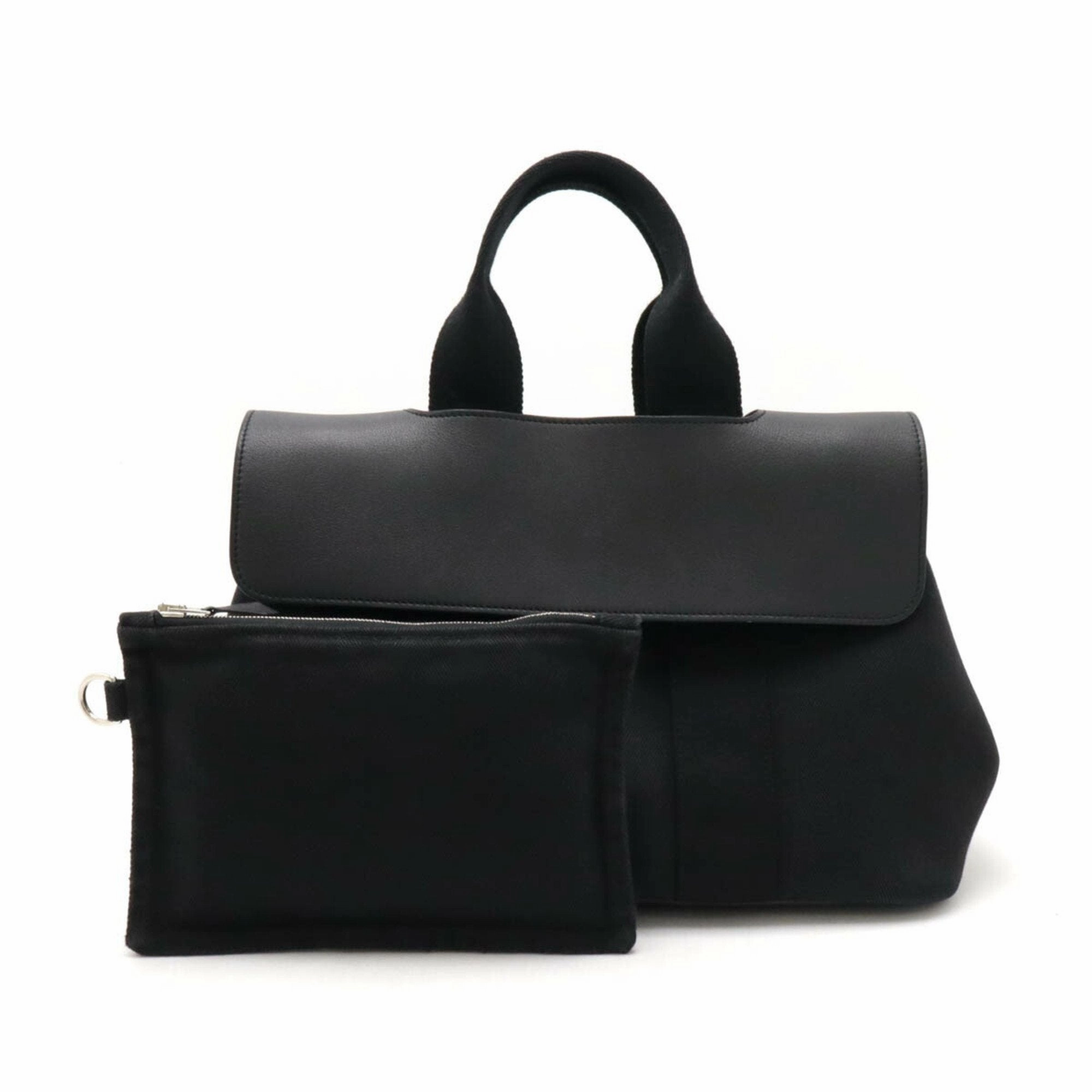 Hermes Toile Chevron Leather Handbag Tote Bag (Pre-Owned)