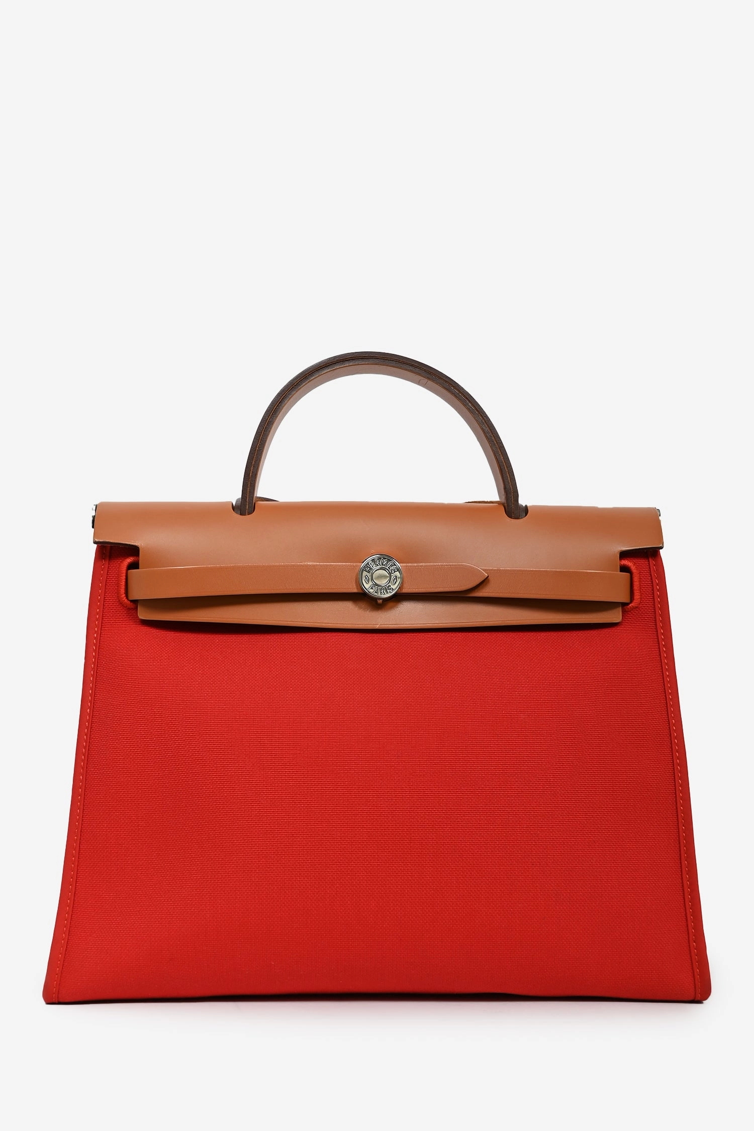 Herms 2017 Red Canvas/Brown Leather Herbag 31