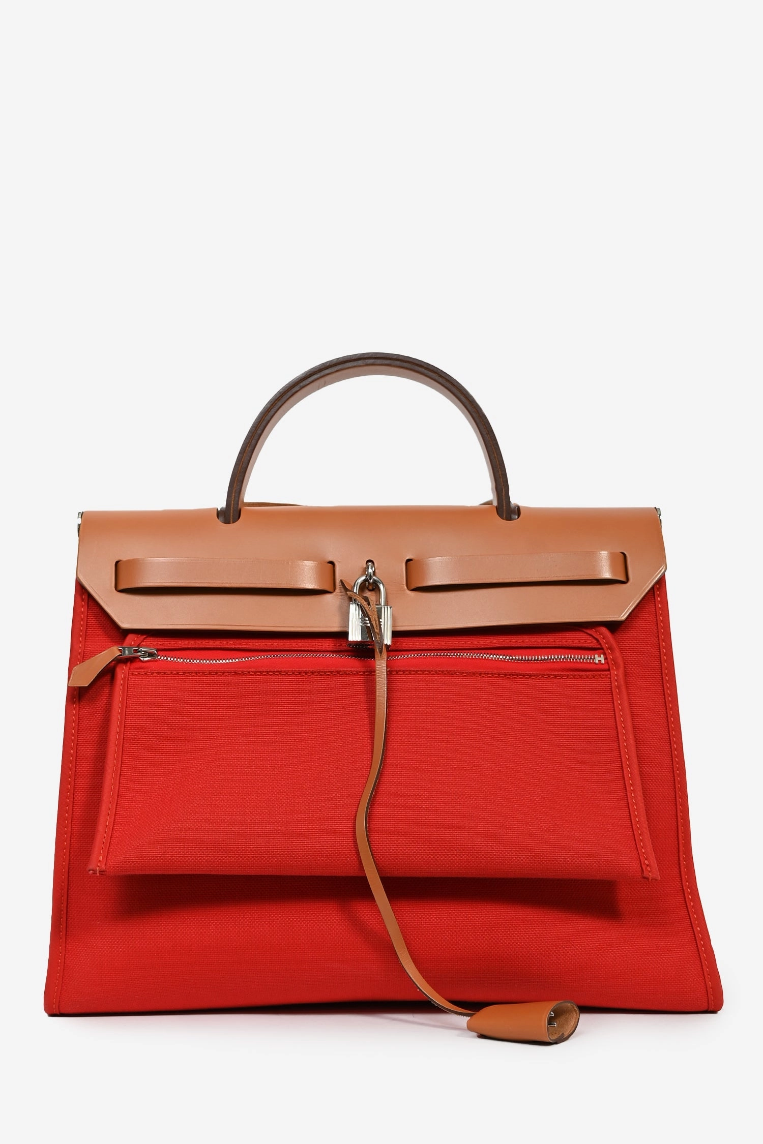 Herms 2017 Red Canvas/Brown Leather Herbag 31