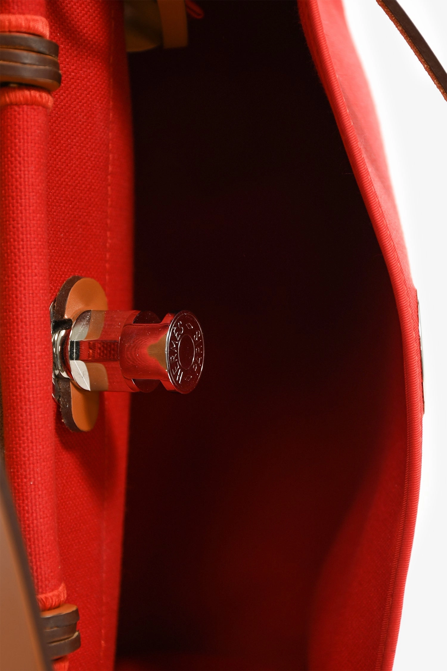 Herms 2017 Red Canvas/Brown Leather Herbag 31