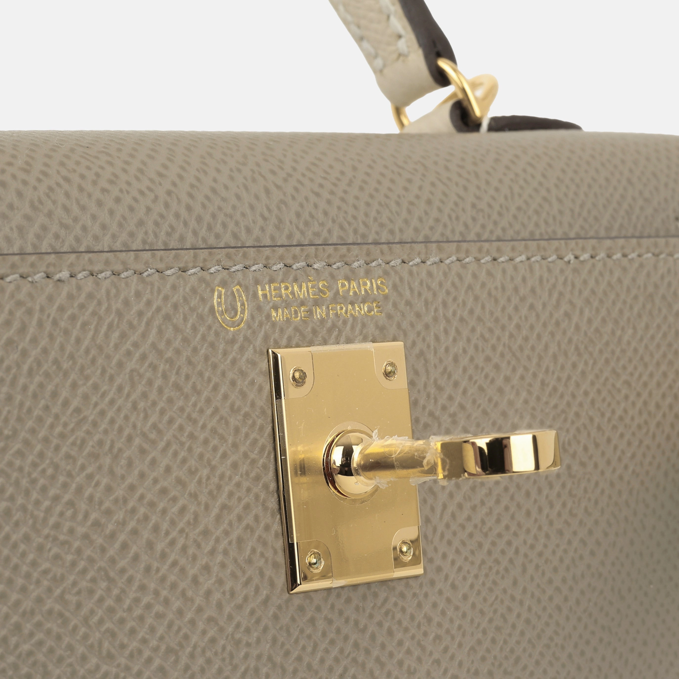 Herms HSS Mini Kelly - Gris Asphalt / Craie