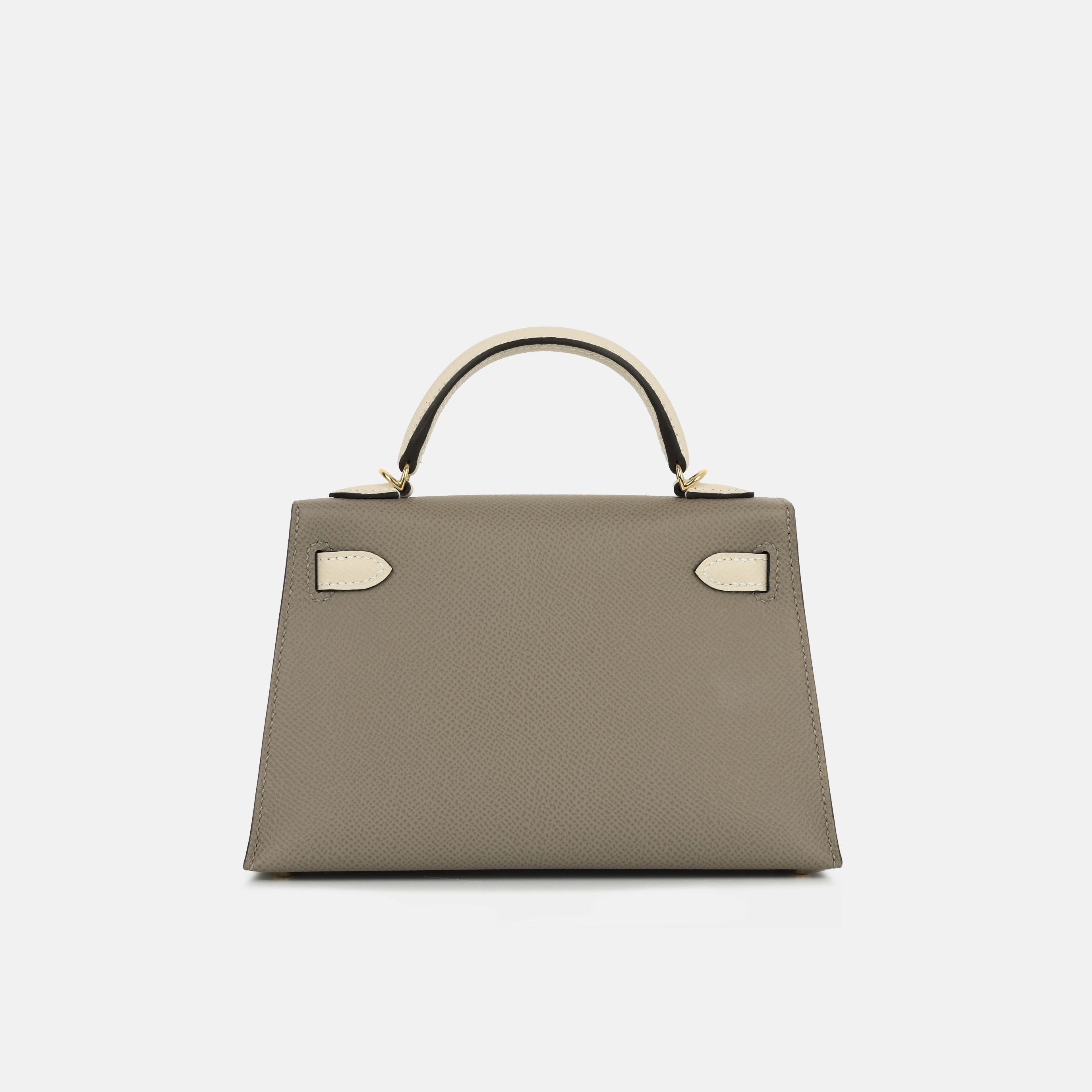 Herms HSS Mini Kelly - Gris Asphalt / Craie