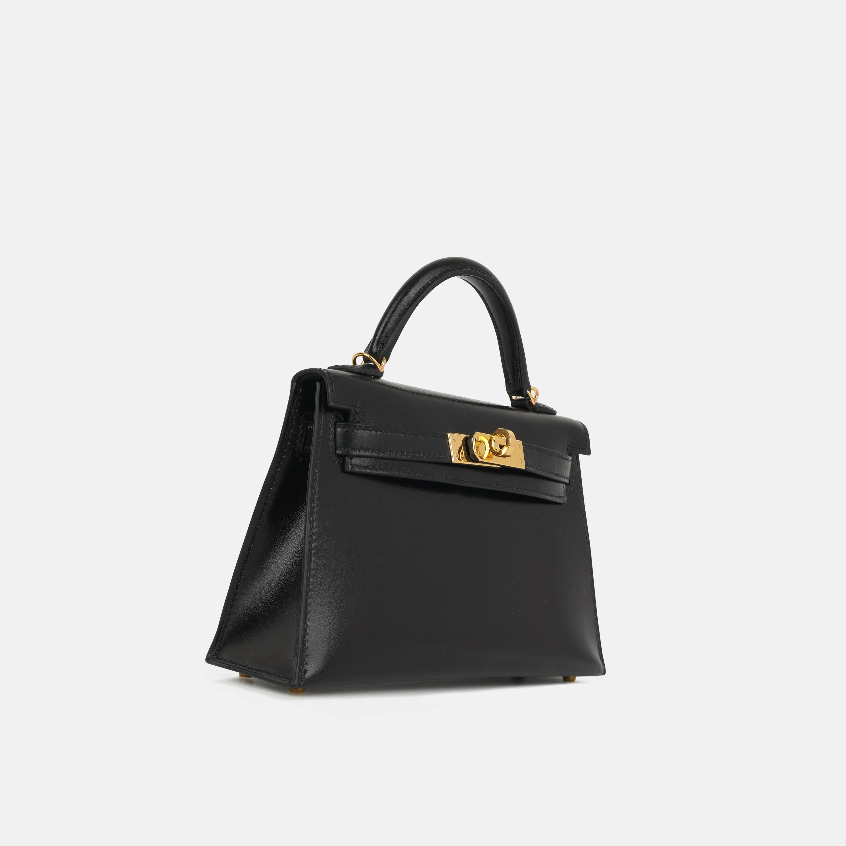 Herms Mini Kelly - Black Box Calf