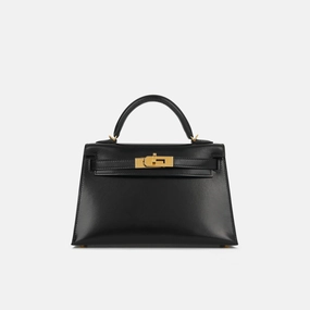 Herms Mini Kelly - Black Box Calf