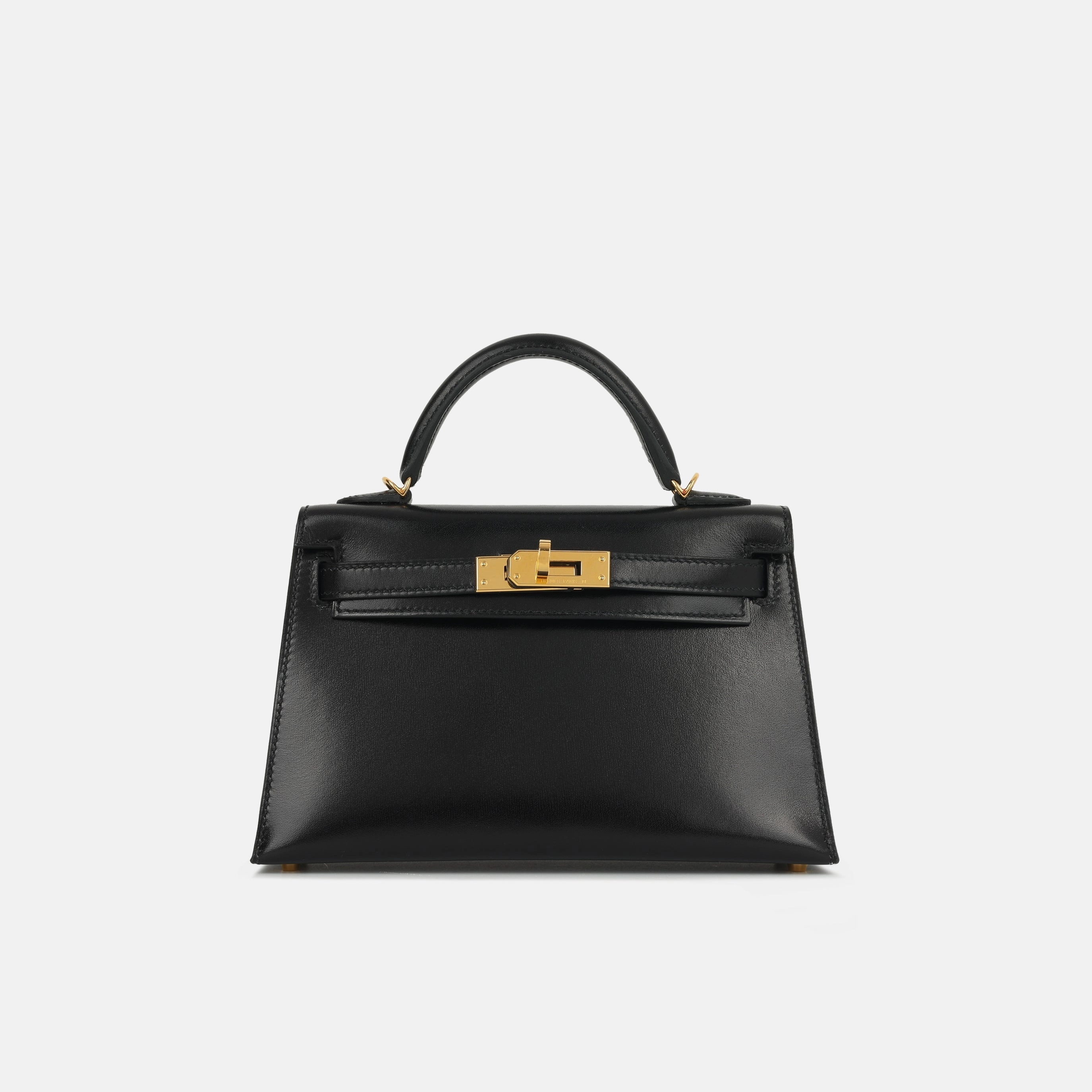Herms Mini Kelly - Black Box Calf