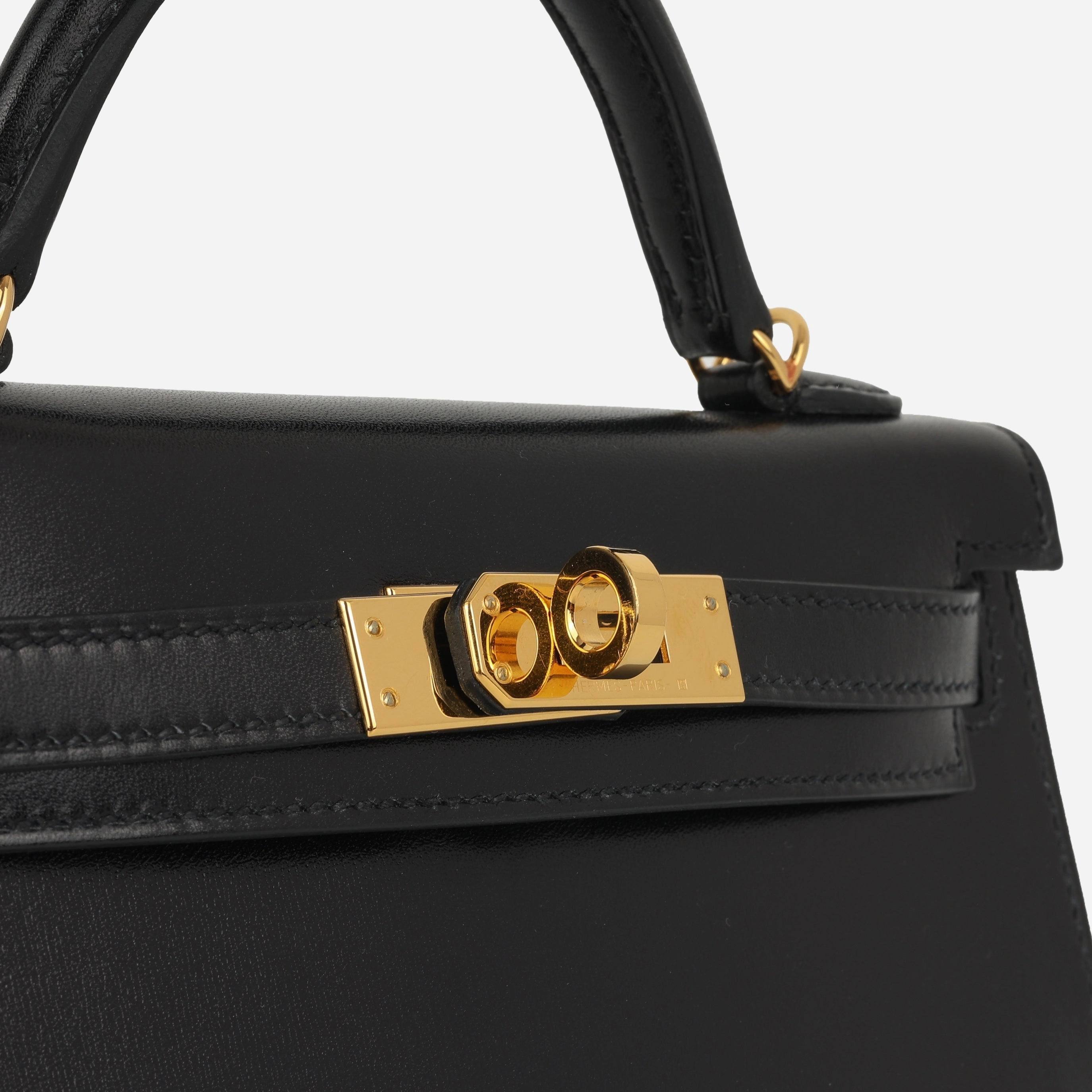 Herms Mini Kelly - Black Box Calf