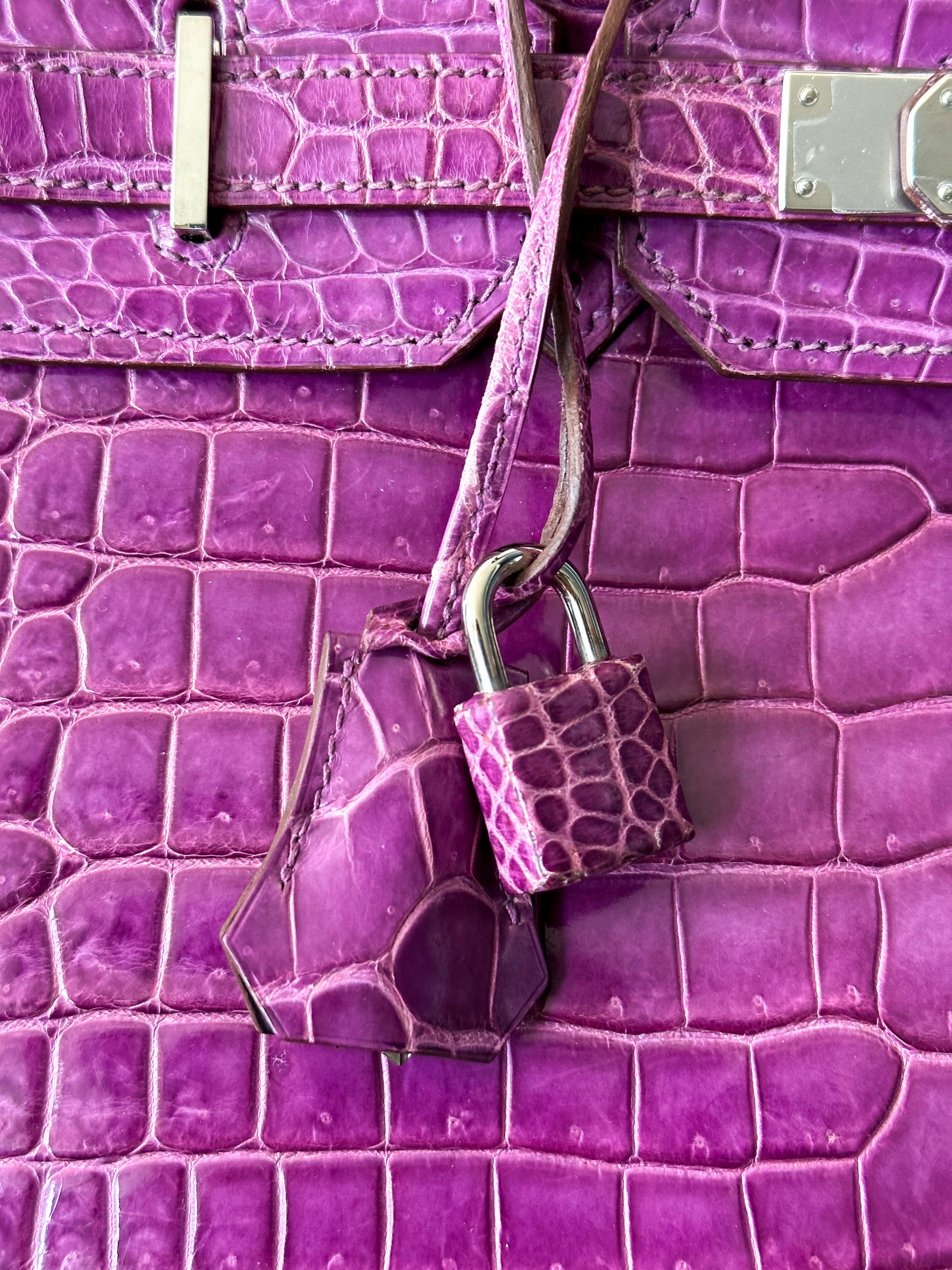Herms Violet Porosus Crocodile Birkin 35