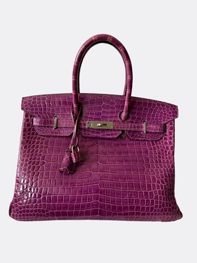 Herms Violet Porosus Crocodile Birkin 35