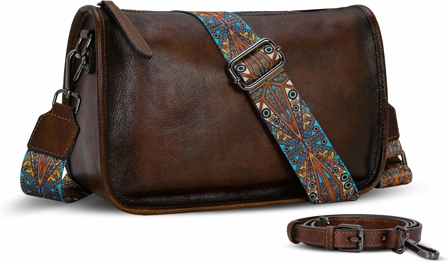 HESHE Crossbody Bag for Women Leather Hobo Purse Trendy Lightweight Boho Shoulder Bag with Two Straps Designer Cross Body Bag