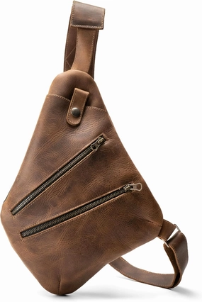 Hide & Drink, Everyday Crossbody Bag Handmade from Full Grain Leather - Bourbon Brown