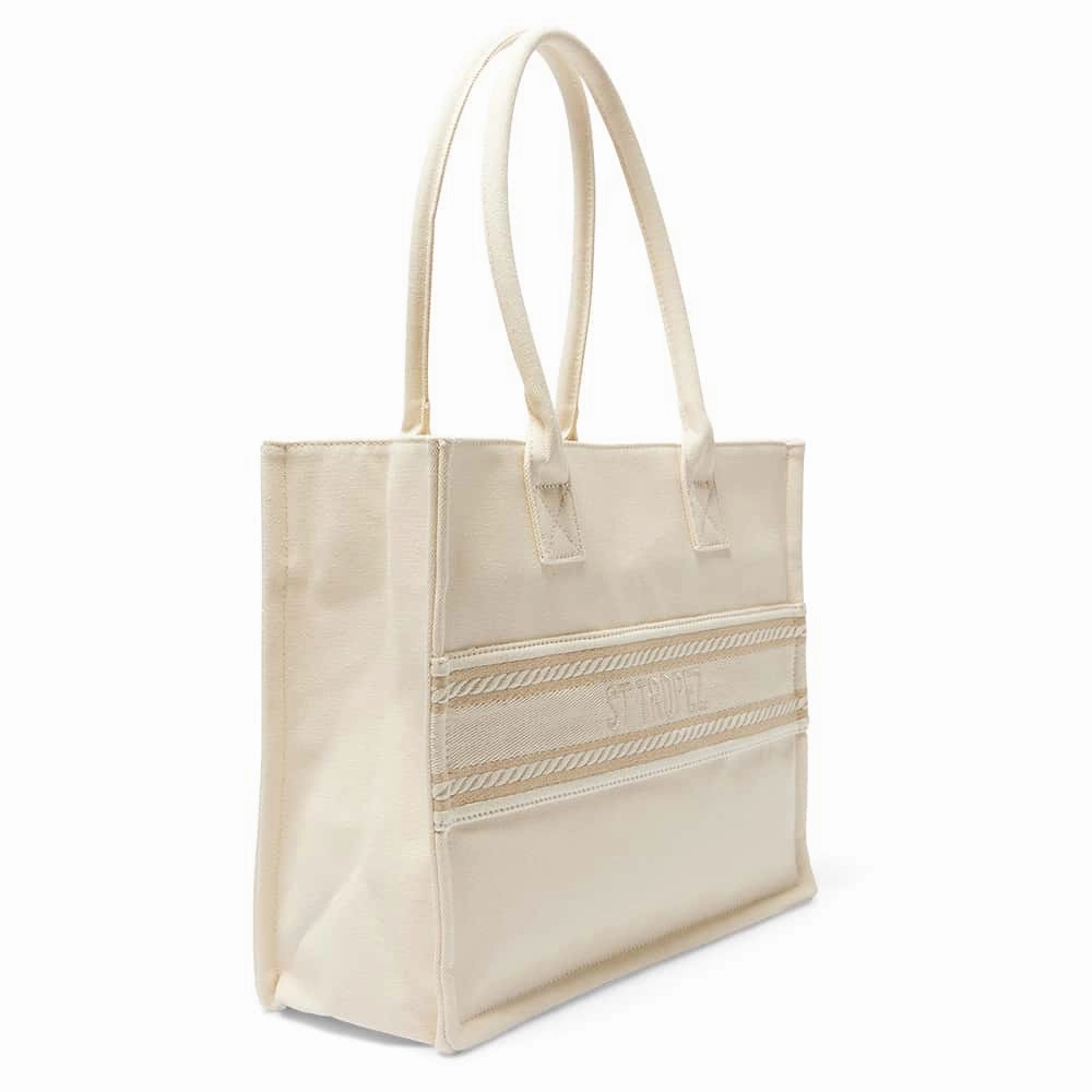 Hotel Tote in Ivory Multi Canvas