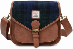 Islander Women Saddle Bag Harris Tweed & PU Leather (Black Watch, Standart)