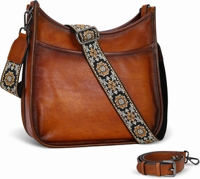 Iswee Crossbody Bags for Women Genuine Leather Purses Vintage Shoulder Handbags Travel Cross Body Bag with Boho Strap