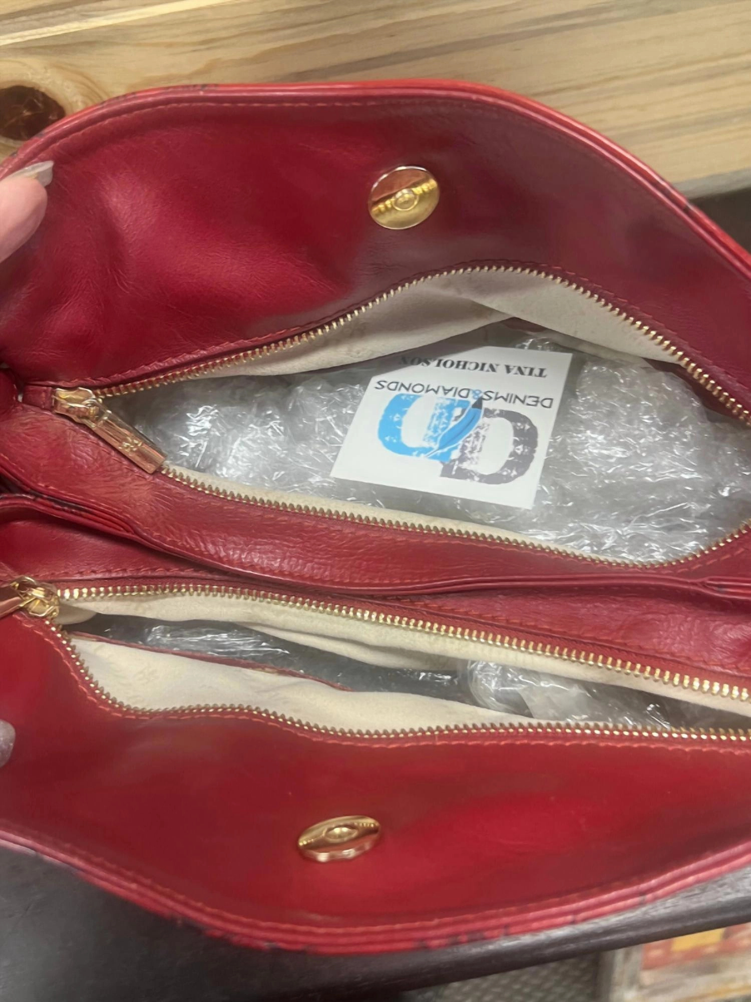 Italian Leather Handbag In Red