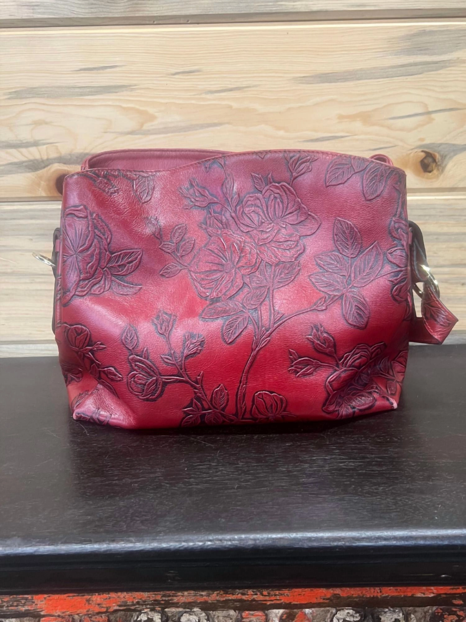Italian Leather Handbag In Red