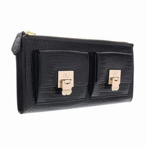J&C J11-012 NERO Black Zippered Large Wallet for womens