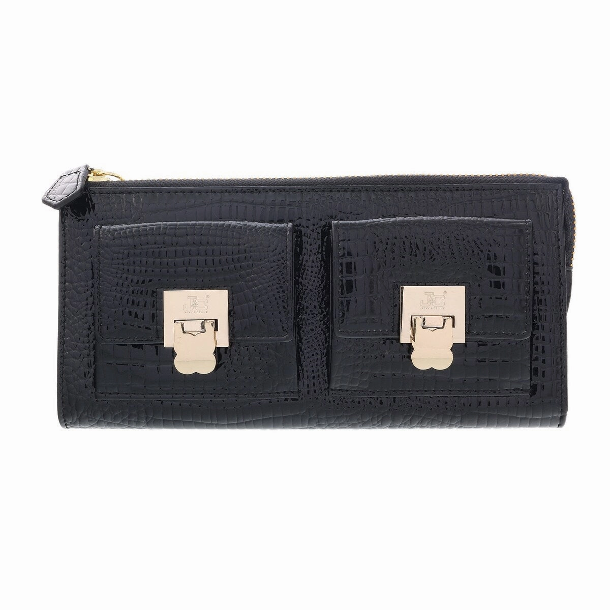 J&C J11-012 NERO Black Zippered Large Wallet for womens