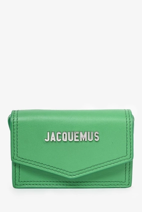 Jacquemus Green Leather Nano 'Porte Azur' Card Holder Crossbody
