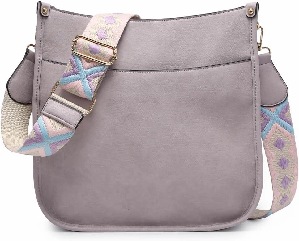 JEN & CO. Crossbody Bags for Women Trendy Vegan Leather Hobo Purses Shoulder Handbags with Wide Adjustable Guitar Strap