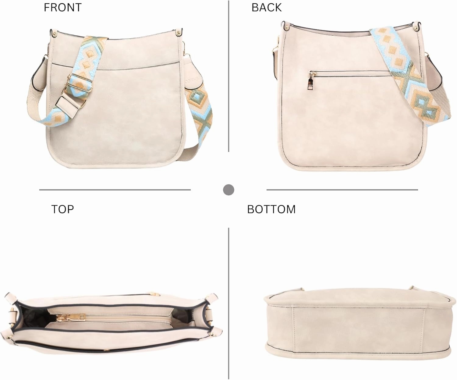 JEN & CO. Crossbody Bags for Women Trendy Vegan Leather Hobo Purses Shoulder Handbags with Wide Adjustable Guitar Strap