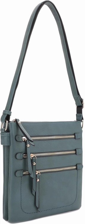 JESSIE & JAMES Double Compartment Multi-Zipper Triple Zip Pockets Concealed Carry Crossbody Bag with Lock and Key