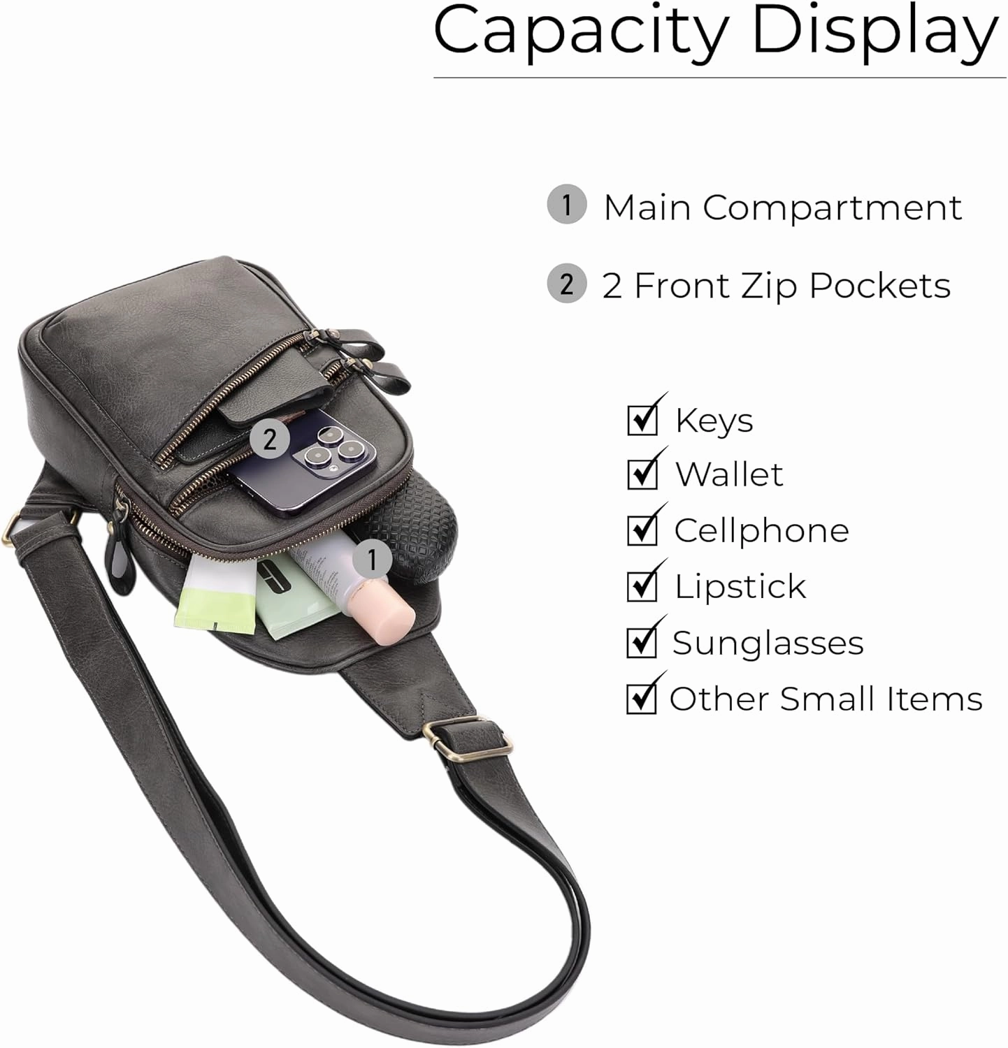 JESSIE & JAMES Jeannie Unisex Multi-Pocket Concealed Carry Sling Bag Crossbody Backpack Purse