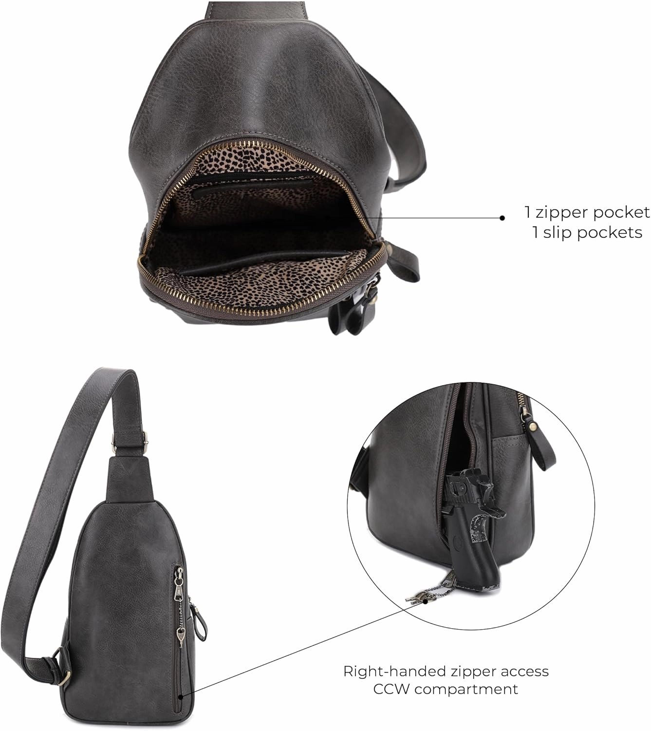 JESSIE & JAMES Jeannie Unisex Multi-Pocket Concealed Carry Sling Bag Crossbody Backpack Purse