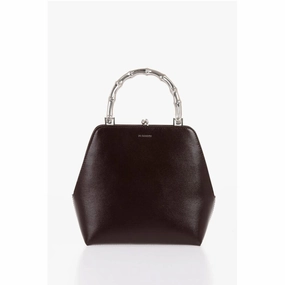 Jil Sander Leather Handbag with Clasp Closure