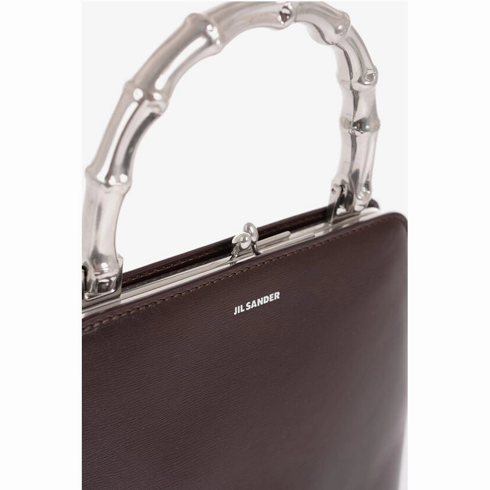 Jil Sander Leather Handbag with Clasp Closure