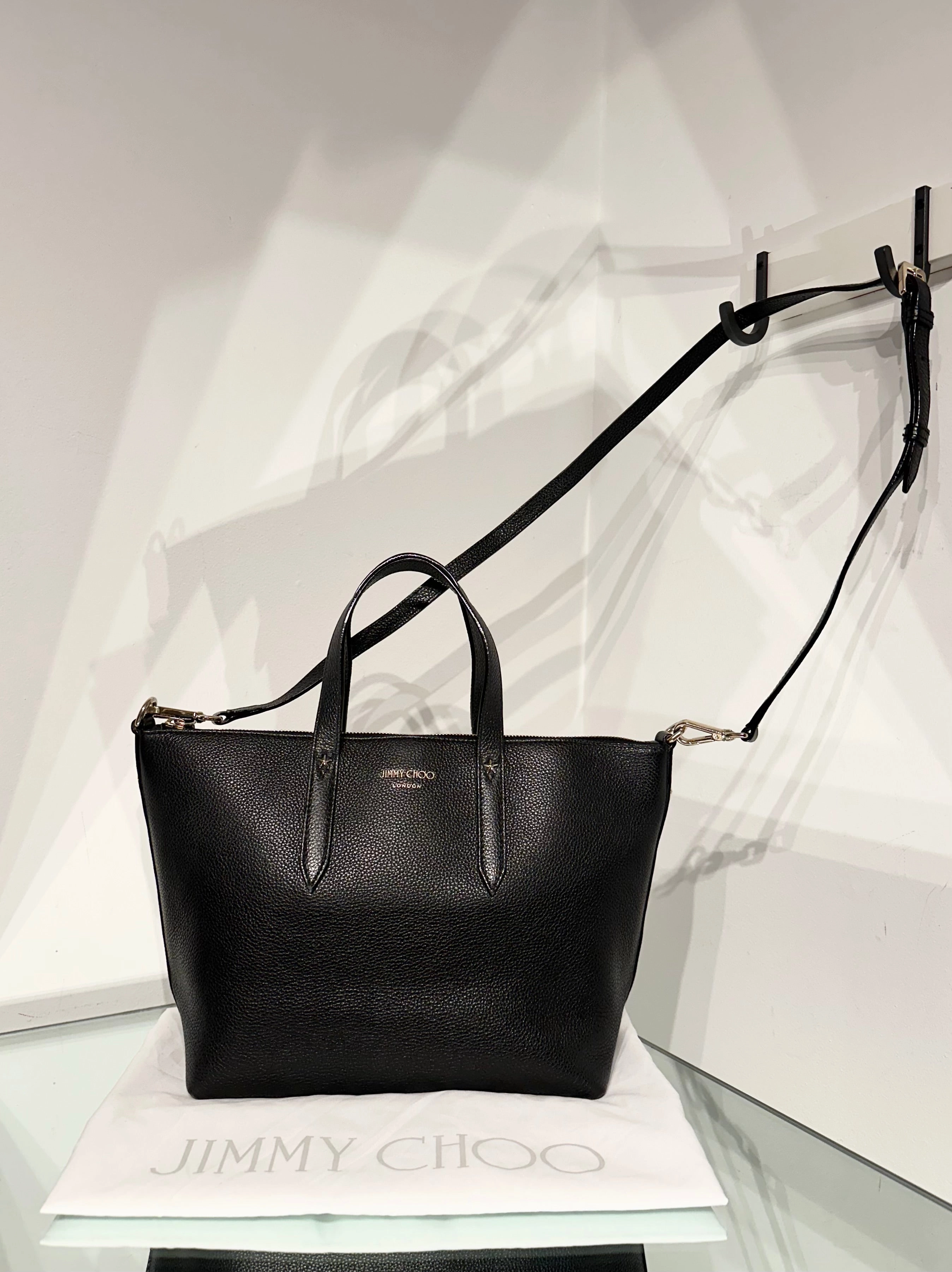 JIMMY CHOO Bria Leather Handle Shoulder Crossbody Tote