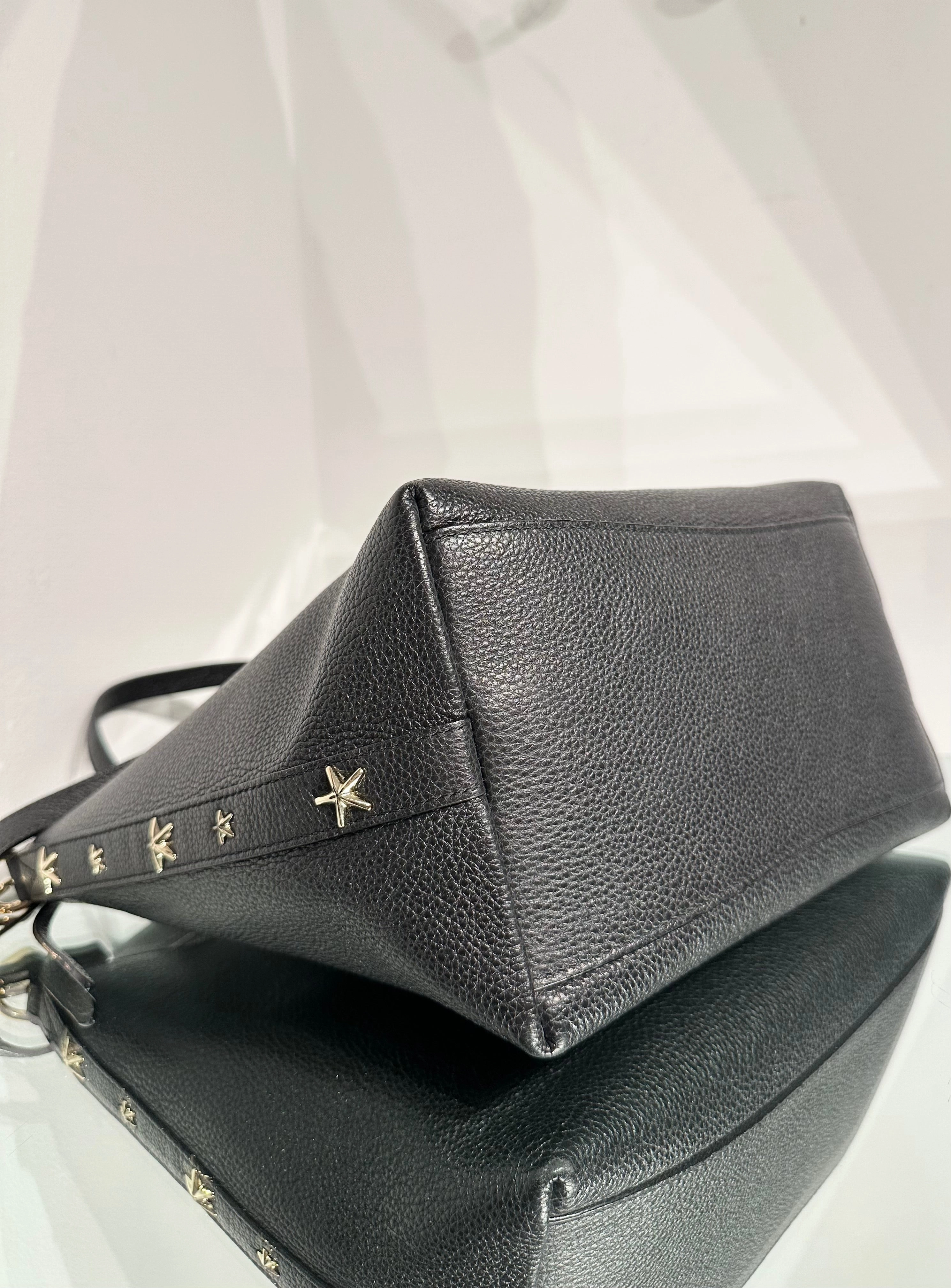 JIMMY CHOO Bria Leather Handle Shoulder Crossbody Tote