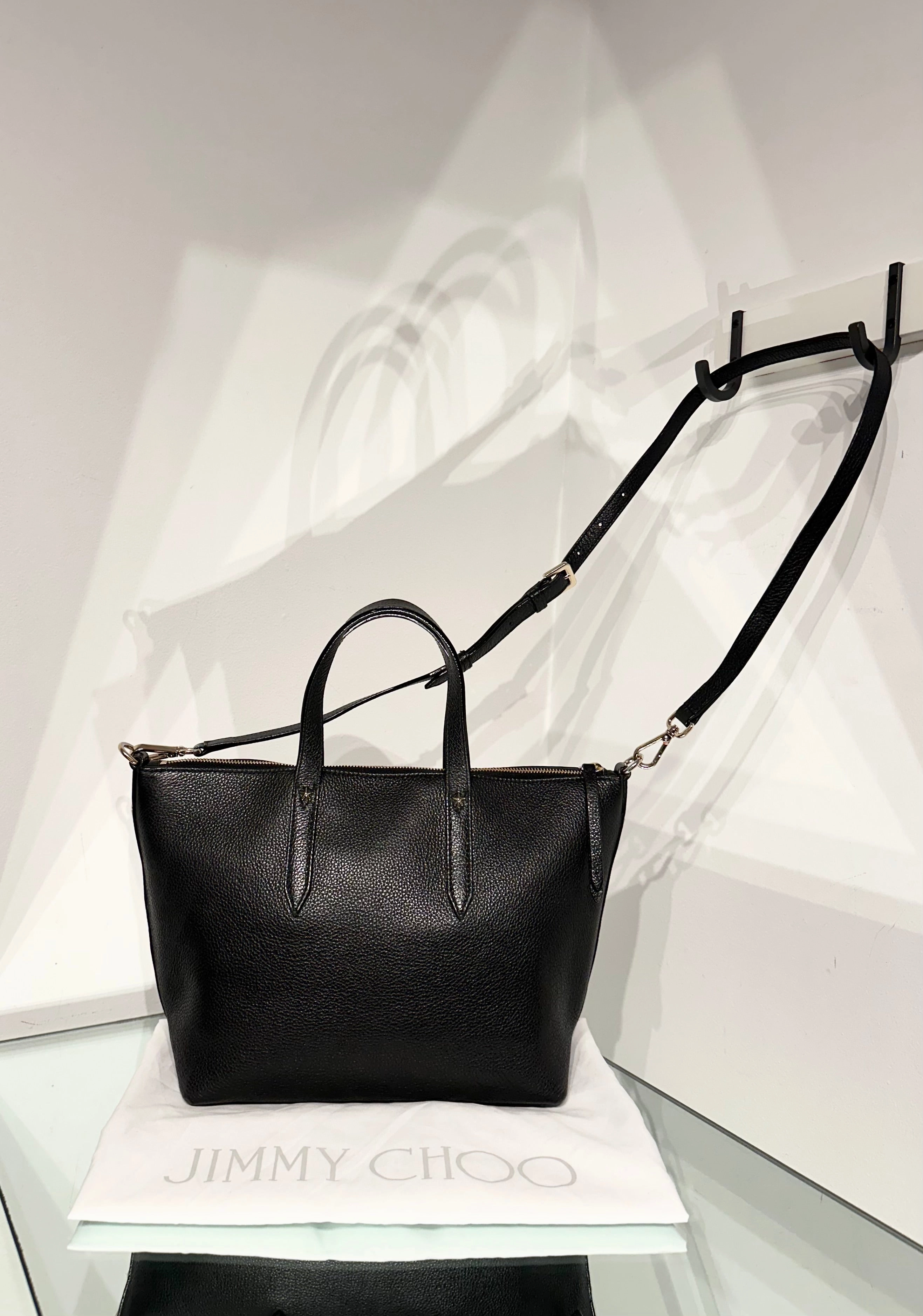 JIMMY CHOO Bria Leather Handle Shoulder Crossbody Tote