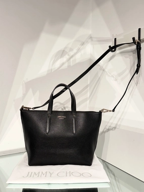JIMMY CHOO Bria Leather Handle Shoulder Crossbody Tote