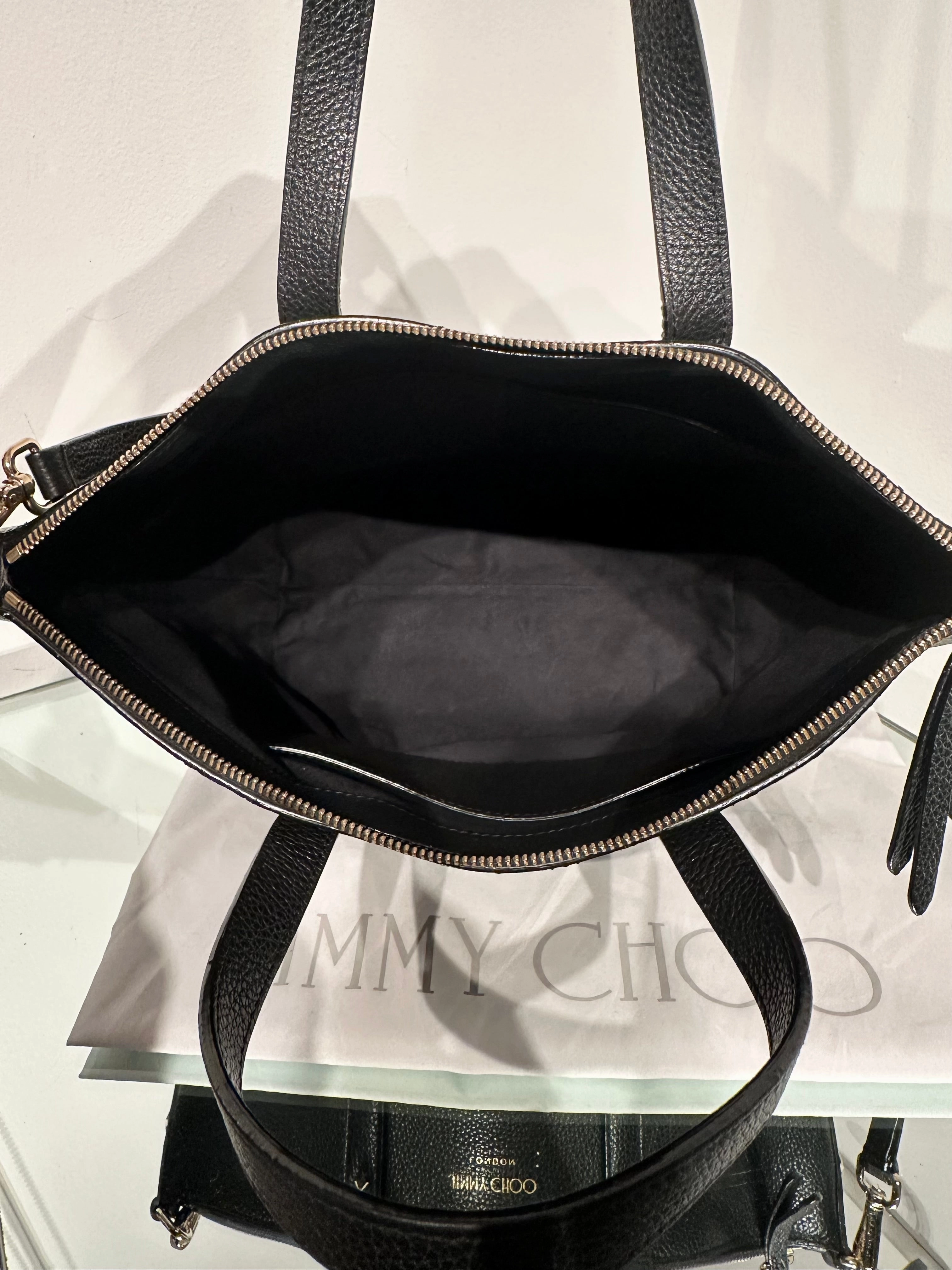 JIMMY CHOO Bria Leather Handle Shoulder Crossbody Tote