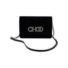 Jimmy Choo Navy Blue Leather And Satin Shoulder Women's Bag