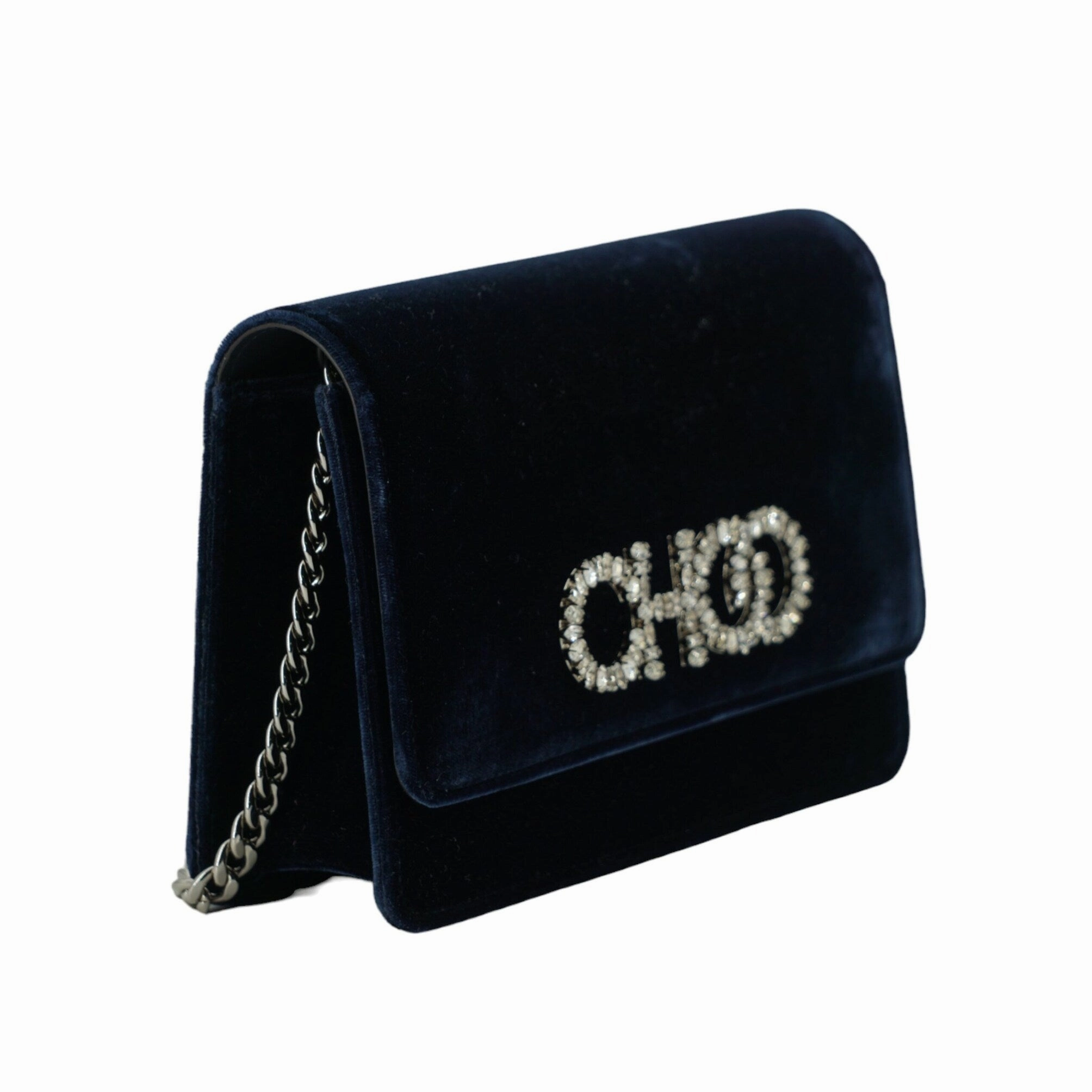 Jimmy Choo Navy Blue Leather And Satin Shoulder Women's Bag