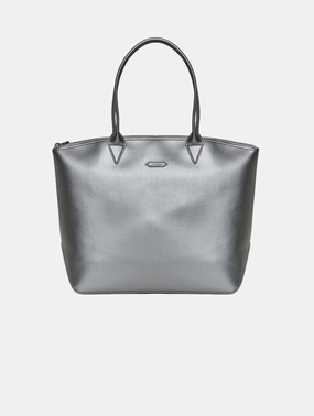 Jolly Apple Skin Vegan Leather Tote | Silver