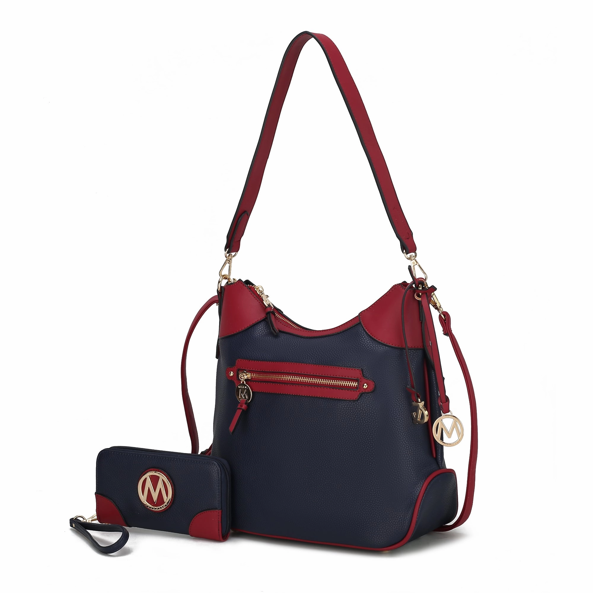 Josie Vegan Leather Color Block Shoulder Handbag