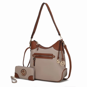 Josie Vegan Leather Color Block Shoulder Handbag